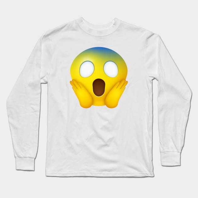 Emoji face screaming in fear Long Sleeve T-Shirt by Vilmos Varga